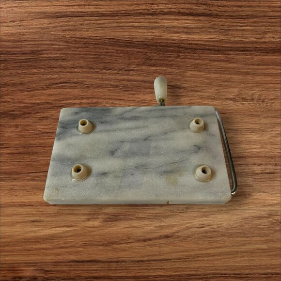 Vintage White Marble Cheese Board With Wire Slicer 5”x 8” Charcuterie - Picture 4 of 11